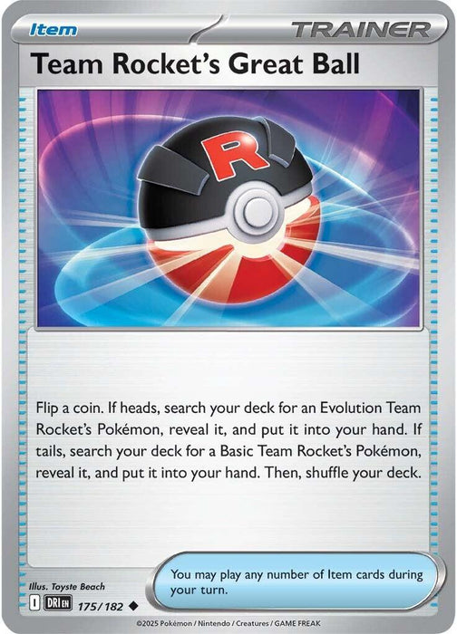 Pokemon Team Rocket's Great Ball 175/182 SV10: Destined Rivals Reverse Holo - Eterna Cards