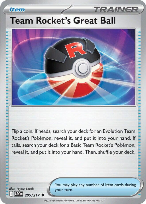 Pokemon Team Rocket's Great Ball 205/217 ME: Ascended Heroes Reverse Holo - Eterna Cards
