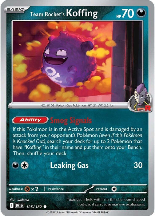 Pokemon Team Rocket's Koffing 125/182 SV10: Destined Rivals Reverse Holo - EternaCards