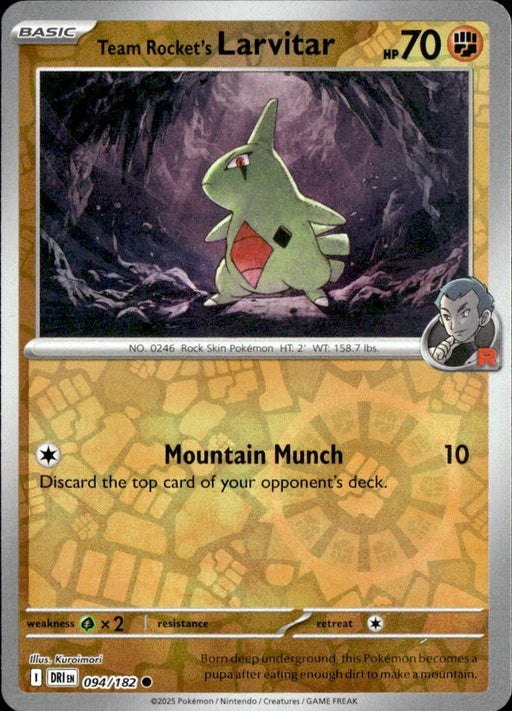 Pokemon Team Rocket's Larvitar 094/182 SV10: Destined Rivals Normal - Eterna Cards
