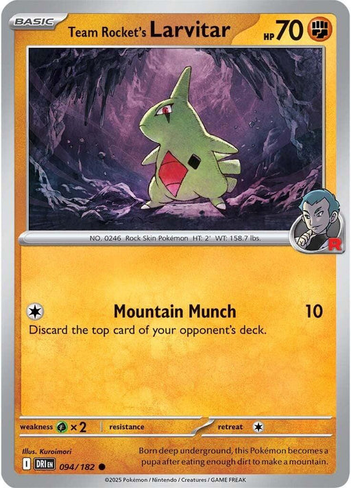 Pokemon Team Rocket's Larvitar 094/182 SV10: Destined Rivals Reverse Holo - EternaCards