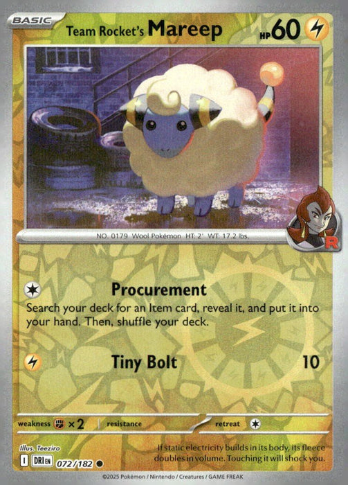 Pokemon Team Rocket's Mareep 072/182 SV10: Destined Rivals Normal - Eterna Cards