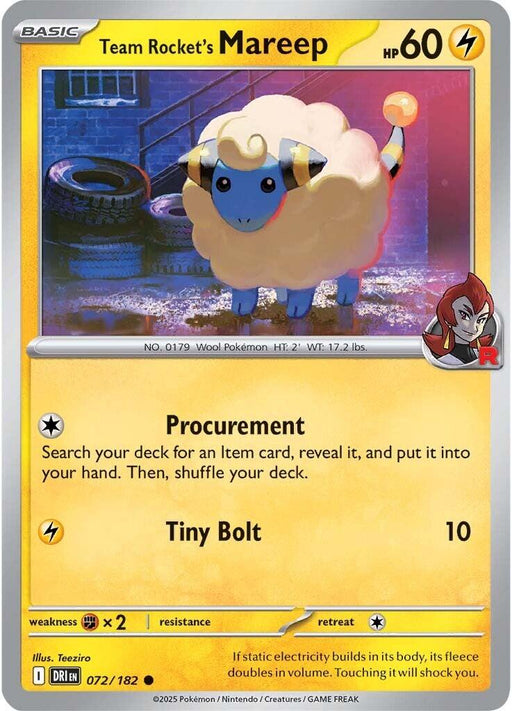 Pokemon Team Rocket's Mareep 072/182 SV10: Destined Rivals Reverse Holo - EternaCards