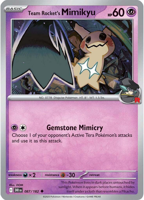 Pokemon Team Rocket's Mimikyu 087/182 SV10: Destined Rivals Normal - EternaCards