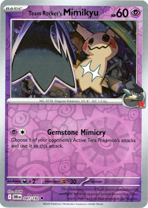 Pokemon Team Rocket's Mimikyu 087/182 SV10: Destined Rivals Normal - Eterna Cards