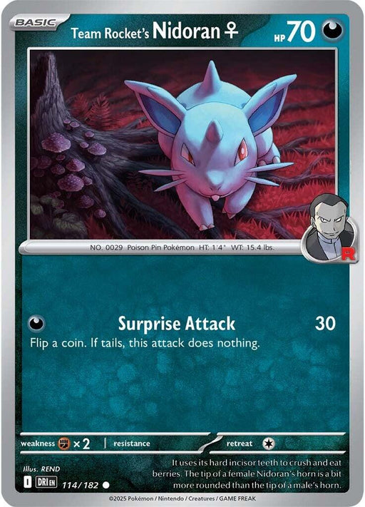 Pokemon Team Rocket's Nidoran F 114/182 SV10: Destined Rivals Reverse Holo - EternaCards