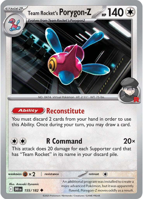 Pokemon Team Rocket's Porygon-Z 155/182 SV10: Destined Rivals Normal - EternaCards