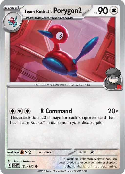 Pokemon Team Rocket's Porygon2 154/182 SV10: Destined Rivals Reverse Holo - EternaCards