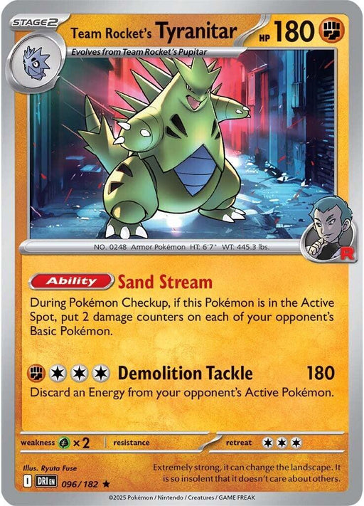 Pokemon Team Rocket's Tyranitar 096/182 SV10: Destined Rivals Holo - EternaCards