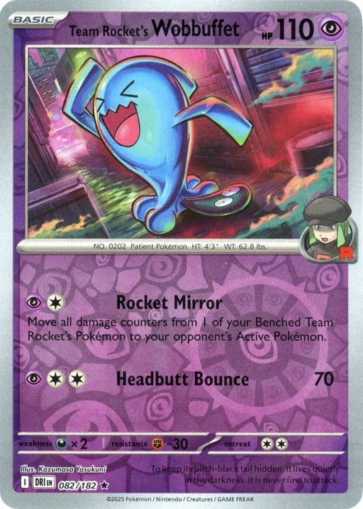 Pokemon Team Rocket's Wobbuffet 082/182 SV10: Destined Rivals Holo - Eterna Cards