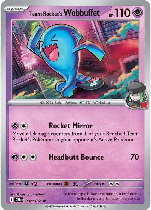 Pokemon Team Rocket's Wobbuffet 082/182 SV10: Destined Rivals Reverse Holo - EternaCards