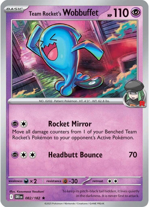 Pokemon Team Rocket's Wobbuffet 082/182 SV10: Destined Rivals Reverse Holo - EternaCards