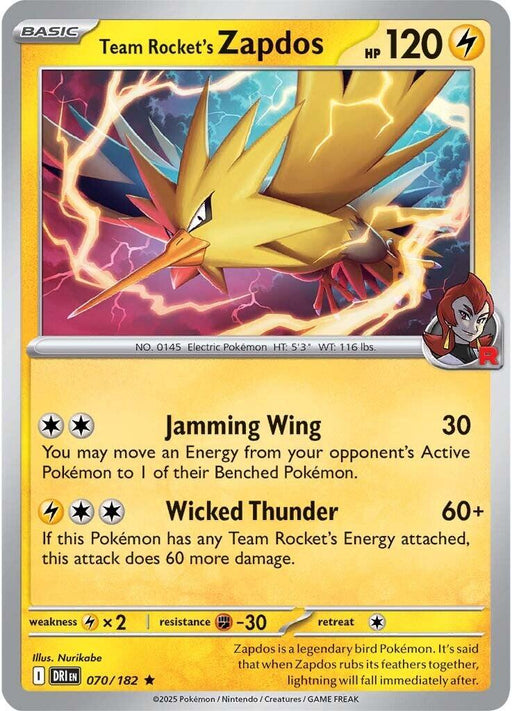 Pokemon Team Rocket's Zapdos 070/182 SV10: Destined Rivals Holo - EternaCards