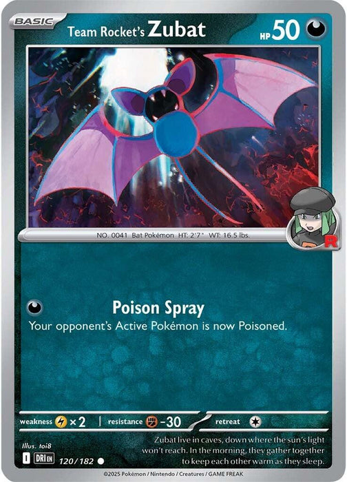 Pokemon Team Rocket's Zubat 120/182 SV10: Destined Rivals Reverse Holo - EternaCards