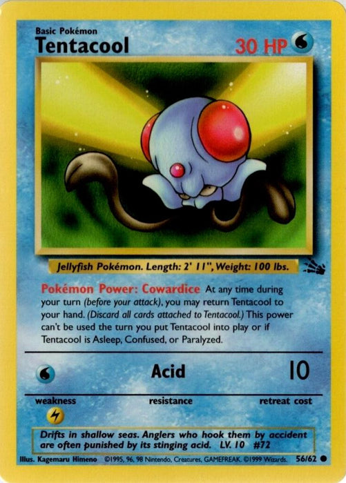 Pokemon Tentacool 56/62 Fossil Unlimited - Eterna Cards