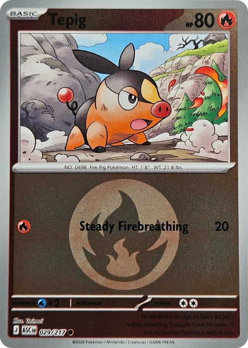 Pokemon Tepig (Energy Symbol Pattern) 029/217 ME: Ascended Heroes Reverse Holo - Eterna Cards