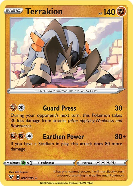 Pokemon Terrakion 092/185 SWSH04: Vivid Voltage Normal - Eterna Cards