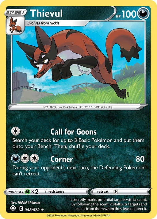 Pokemon Thievul 048/072 Shining Fates Reverse Holo - EternaCards