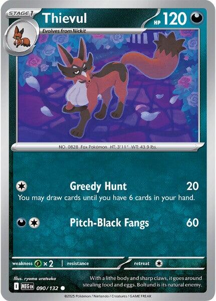 Pokemon Thievul 090/132 ME01: Mega Evolution Reverse Holo - EternaCards