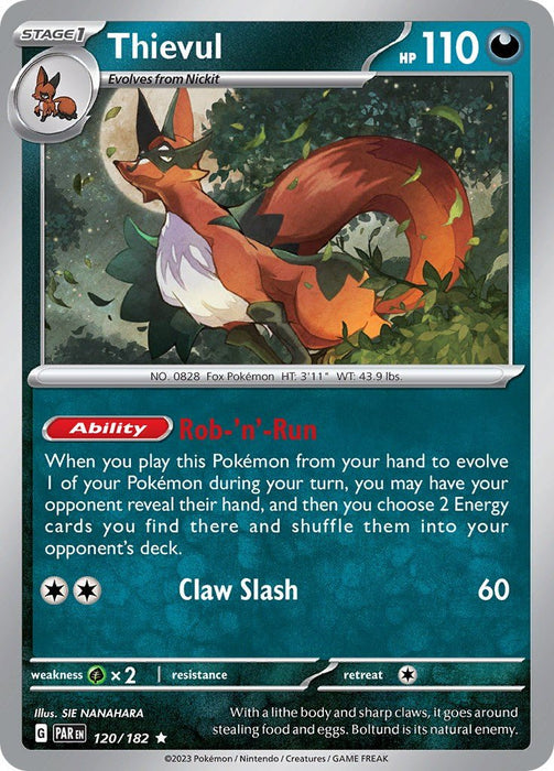 Pokemon Thievul 120/182 SV04: Paradox Rift Holo - EternaCards