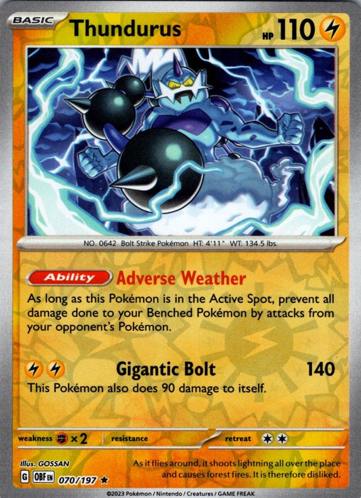 Pokemon Thundurus 070/197 SV03: Obsidian Flames Holo - Eterna Cards