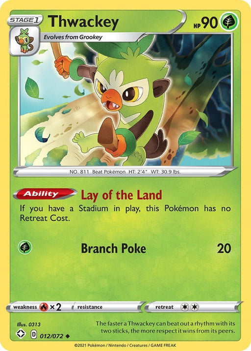 Pokemon Thwackey 012/072 Shining Fates Reverse Holo - EternaCards