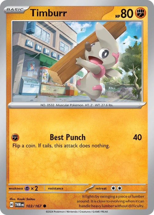 Pokemon Timburr - 103/167 103/167 SV06: Twilight Masquerade Normal - EternaCards
