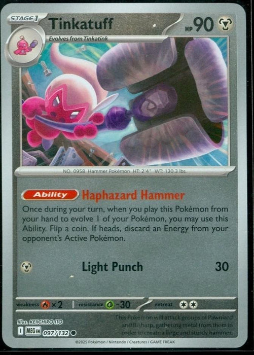 Pokemon Tinkatuff 097/132 ME01: Mega Evolution Normal - Eterna Cards