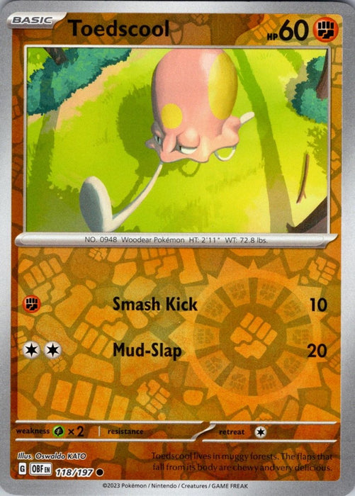 Pokemon Toedscool 118/197 SV03: Obsidian Flames Normal - Eterna Cards