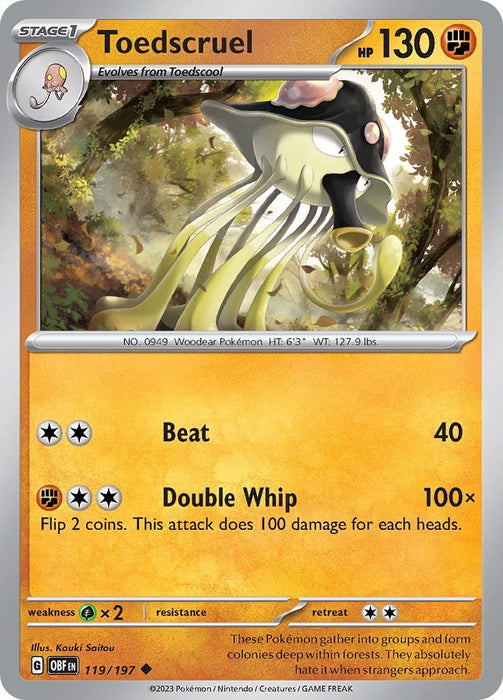 Pokemon Toedscruel 119/197 SV03: Obsidian Flames Normal - EternaCards