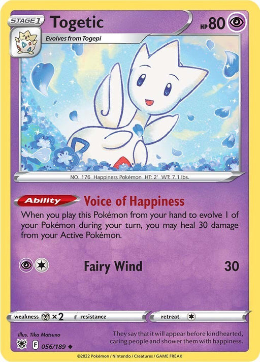 Pokemon Togetic 056/189 SWSH10: Astral Radiance Reverse Holo - EternaCards
