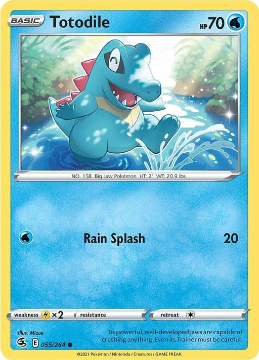 Pokemon Totodile 055/264 SWSH08: Fusion Strike Reverse Holo - EternaCards