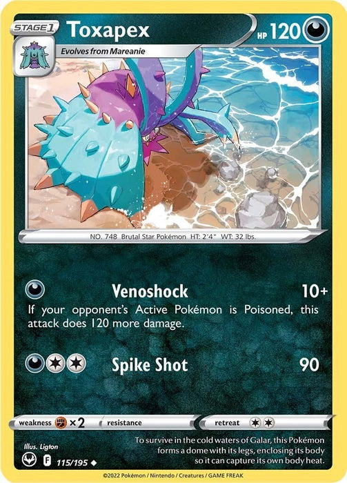 Pokemon Toxapex 115/195 SWSH12: Silver Tempest Reverse Holo - EternaCards