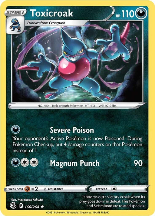 Pokemon Toxicroak 166/264 SWSH08: Fusion Strike Reverse Holo - EternaCards