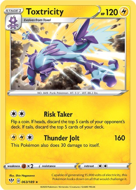 Pokemon Toxtricity 063/189 SWSH03: Darkness Ablaze Reverse Holo - EternaCards