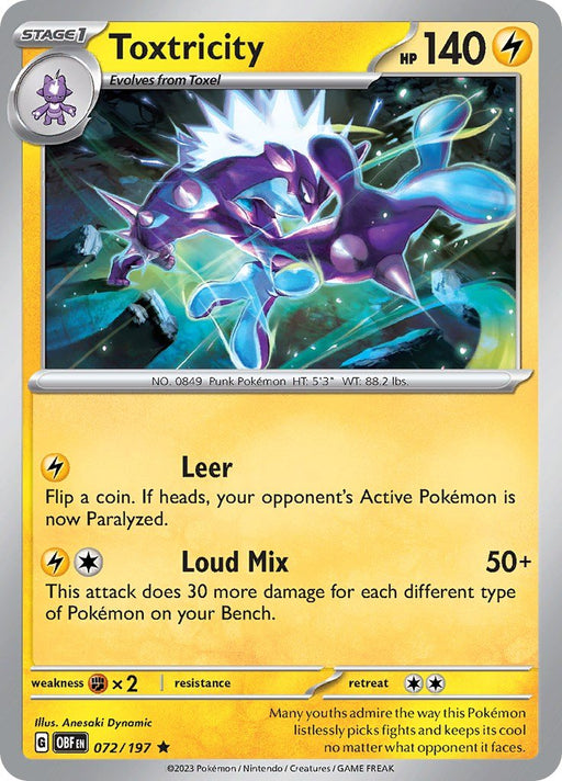 Pokemon Toxtricity 072/197 SV03: Obsidian Flames Holo - EternaCards