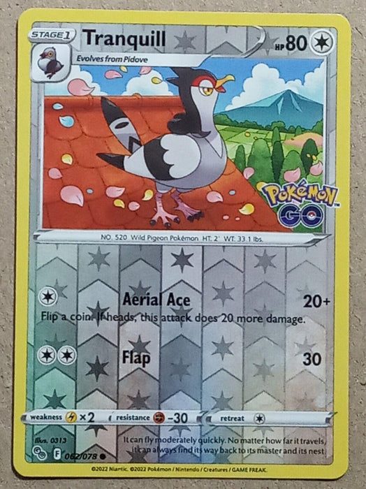 Pokemon Tranquill 062/078 Pokemon GO Normal - Eterna Cards