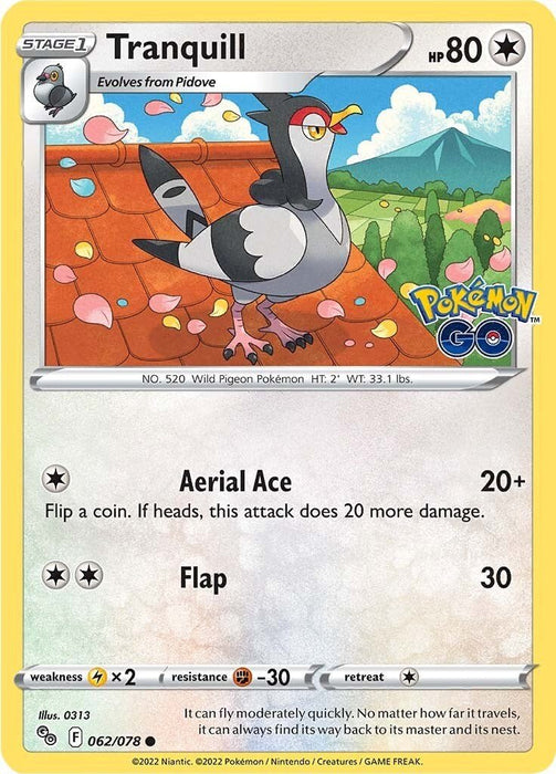 Pokemon Tranquill 062/078 Pokemon GO Reverse Holo - EternaCards