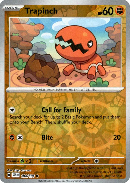 Pokemon Trapinch 104/191 SV08: Surging Sparks Normal - Eterna Cards