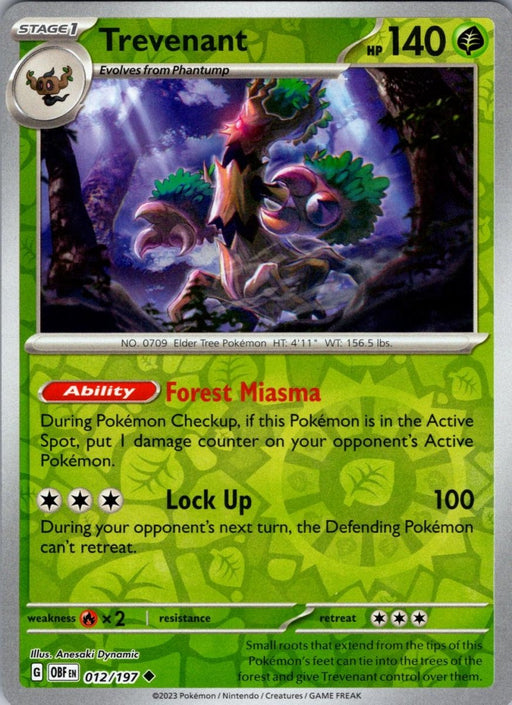 Pokemon Trevenant 012/197 SV03: Obsidian Flames Normal - Eterna Cards