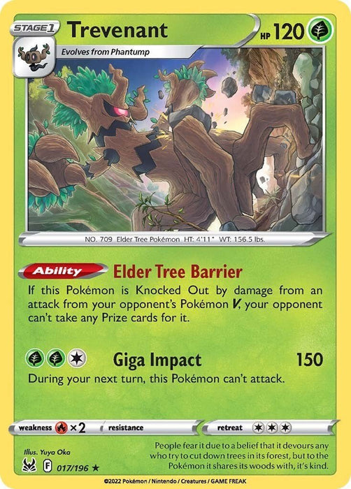 Pokemon Trevenant 017/196 SWSH11: Lost Origin Reverse Holo - EternaCards
