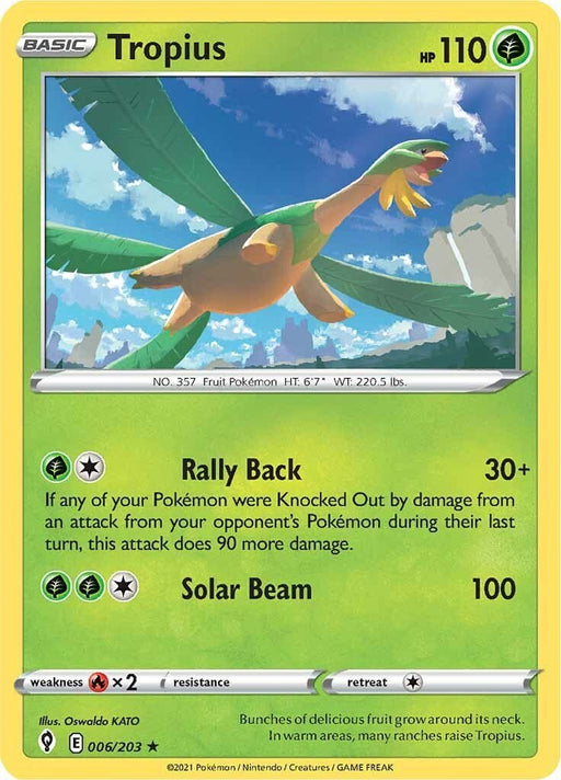 Pokemon Tropius 006/203 SWSH07: Evolving Skies Reverse Holo - EternaCards