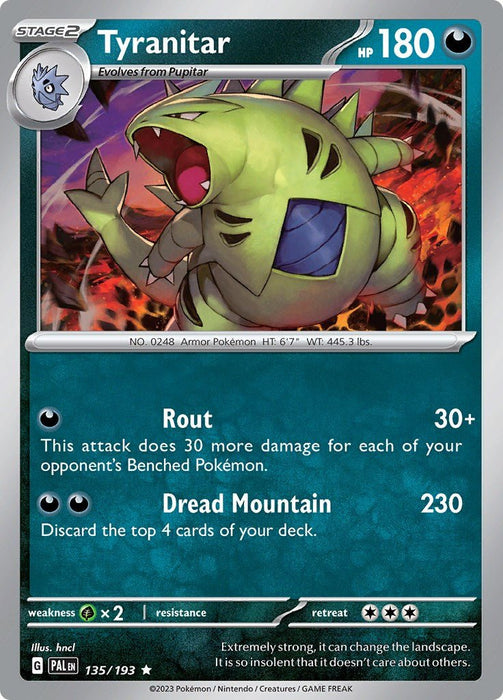 Pokemon Tyranitar - 135/193 135/193 SV02: Paldea Evolved Holo - EternaCards
