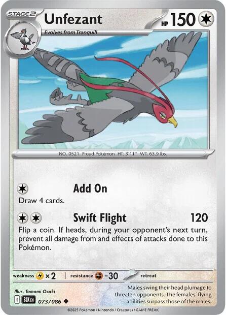 Pokemon Unfezant 073/086 SV: Black Bolt Normal - EternaCards