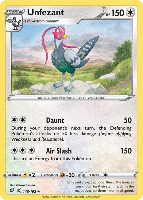 Pokemon Unfezant 145/192 SWSH02: Rebel Clash Normal - Eterna Cards