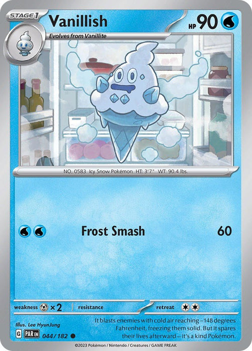 Pokemon Vanillish - 044/182 044/182 SV04: Paradox Rift Reverse Holo - EternaCards