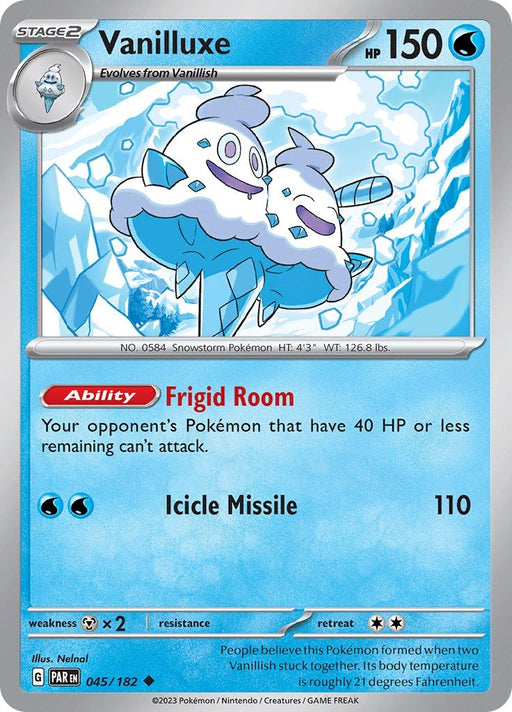 Pokemon Vanilluxe 045/182 SV04: Paradox Rift Normal - Eterna Cards