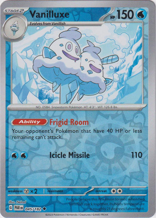 Pokemon Vanilluxe 045/182 SV04: Paradox Rift Normal - Eterna Cards