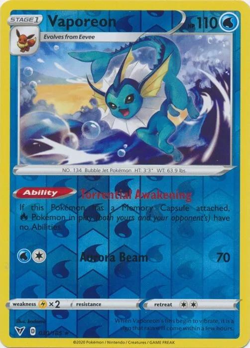 Pokemon Vaporeon 030/185 SWSH04: Vivid Voltage Normal - Eterna Cards