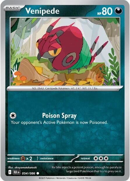 Pokemon Venipede 054/086 SV: Black Bolt Normal - EternaCards